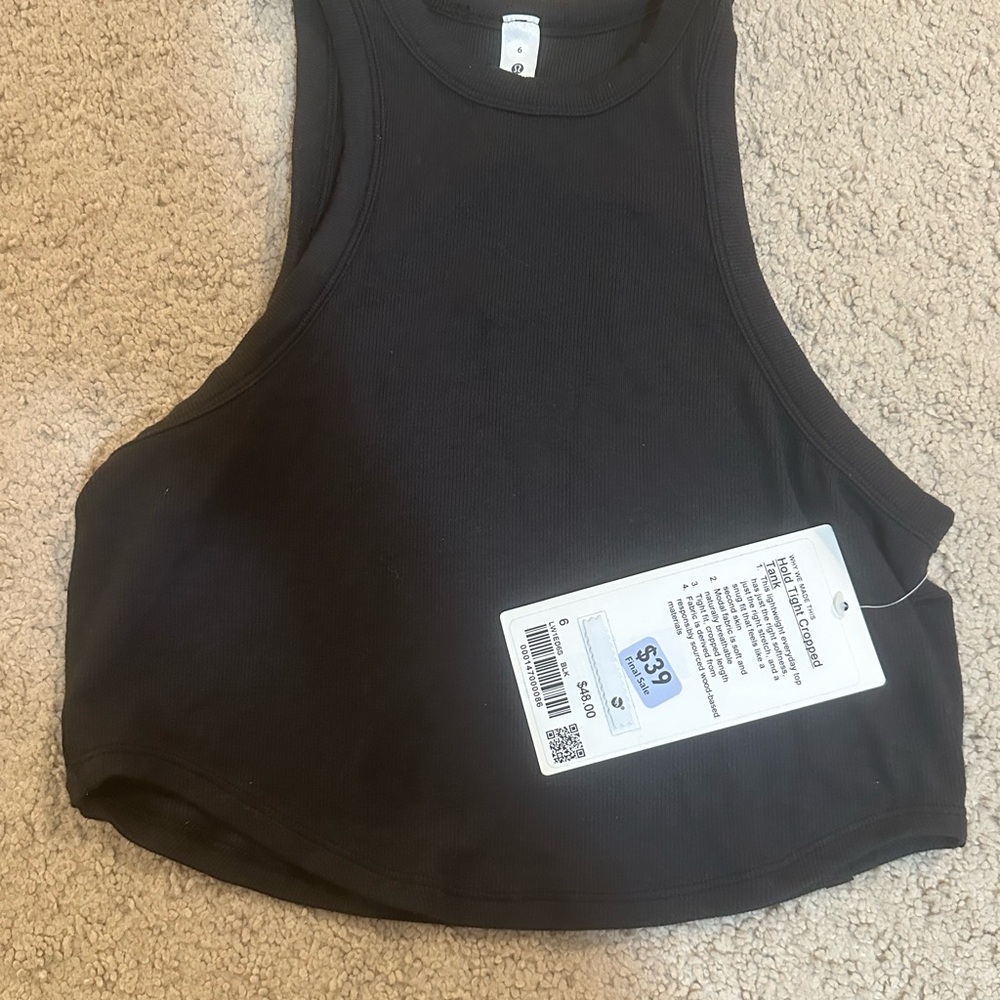 Lululemon hold tight cropped tank top size 6 NWT